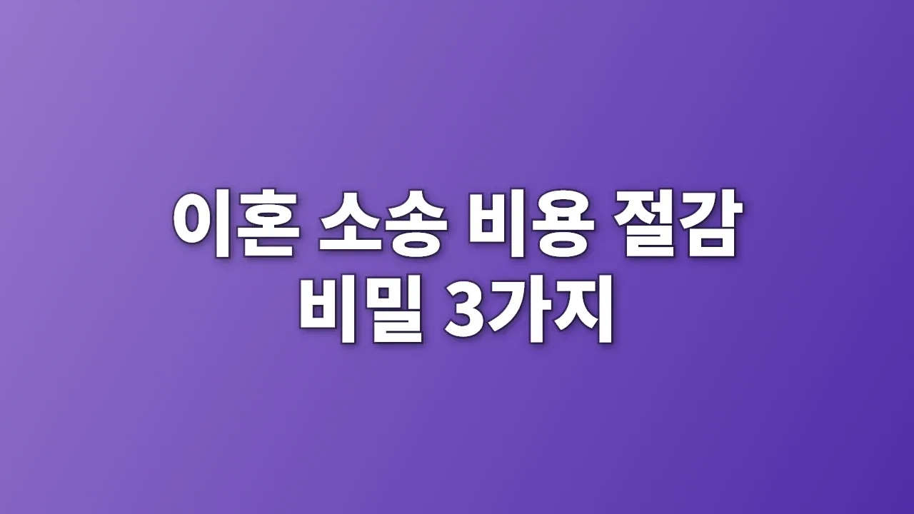이혼 소송 비용 절감 비밀 3가지